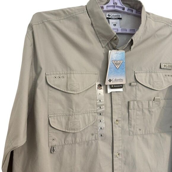 Columbia Men’s Size XL PFG Bonehead™ Long Sleeve Shirt Color Fossil Vents - Picture 9 of 12